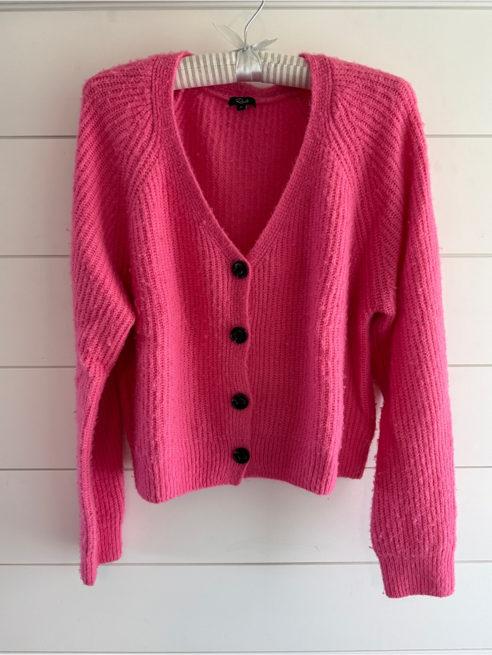 Rails Bright Pink V-Neck Button Cardigan, Size Medium